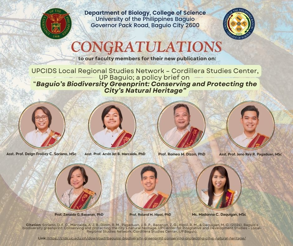 New publication entitled “Baguio’s Biodiversity Greenprint: Conserving and Protecting the City’s Natural Heritage” by the Department of Biology faculty