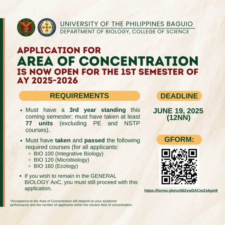 Application for Area of Concentration (AoC) for the 1st semester AY 25-26 is now open