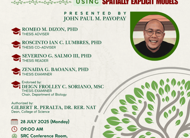 Graduate Thesis Examination of thesis titled “Modeling Conservation Priority and Potential Restoration Areas of Mangroves in Pangasinan, Ilocos Region using Spatially Explicit Models” https://biology.upb.edu.ph/event/graduate-thesis-examination-of-thesis-titled-modeling-conservation-priority-and-potential-restoration-areas-of-mangroves-in-pangasinan-ilocos-region-using-spatially-explicit-models/