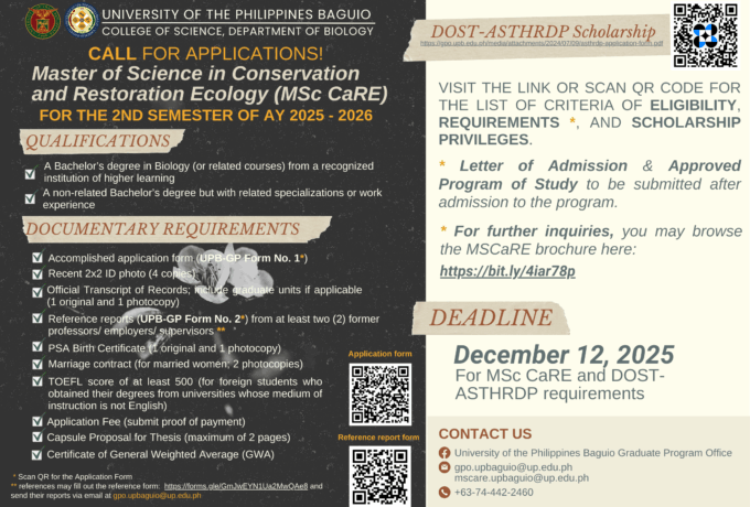 Now accepting MS CaRE applications for Second Semester AY 25-26