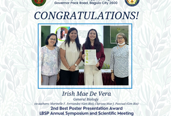BS Biology alumna earns the 2nd Best Poster Presentation Award at the LBSP Annual Symposium and Scientific Meeting held last November 28-29, 2025