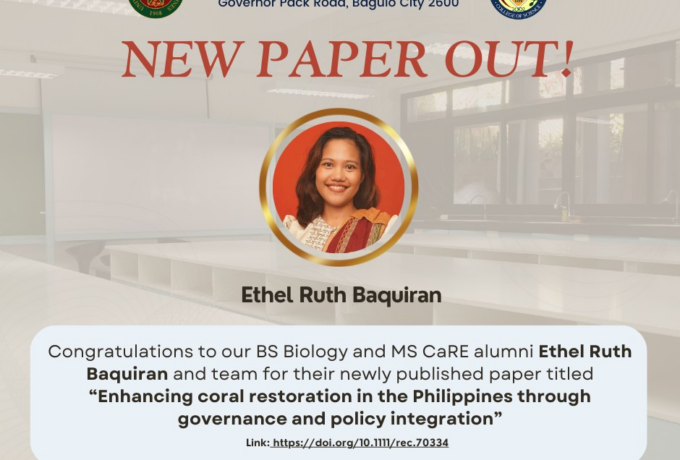New Paper out from MS CaRE Alumni entitled “Enhancing Coral Restoration in the Philippines through Governance and Policy Integration.”