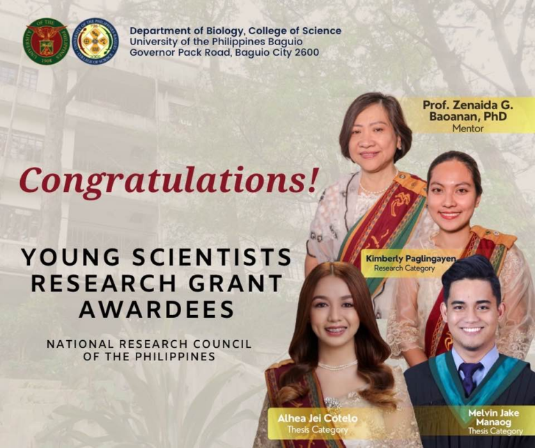 Department of Biology Scholars Receive DOST-NRCP Young Scientists Research Grant
