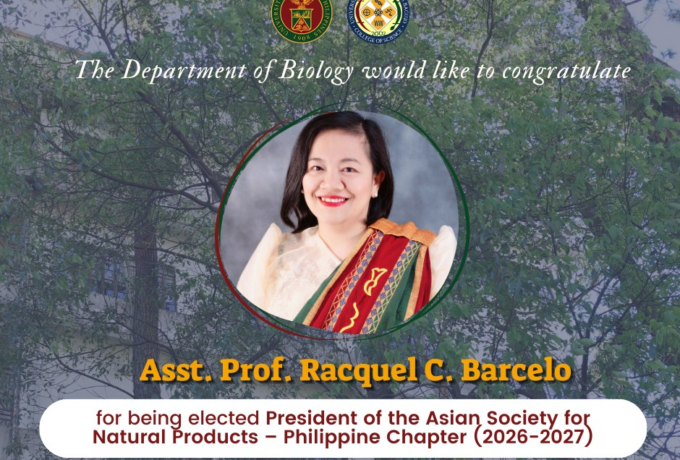 Department of Biology Faculty elected as President of the Asian Society for Natural Products – Philippine Chapter for the 2026–2027 term