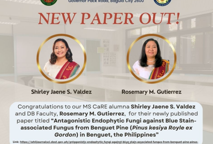 New paper out entitled “Antagonistic Endophytic Fungi against Blue Stain-associated Fungus from Benguet Pine (Pinus kesiya Royle ex Gordon) in Benguet, Philippines”