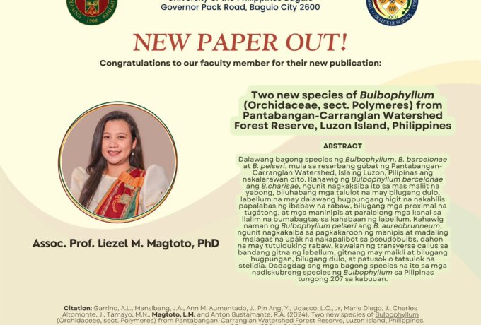 New paper out entitled “Two new species of 𝐵𝑢𝑙𝑏𝑜𝑝ℎ𝑦𝑙𝑙𝑢𝑚 (Orchidaceae, sect. Polymeres) from Pantabangan-Carranglan Watershed Forest Reserve, Luzon Island, Philippines”