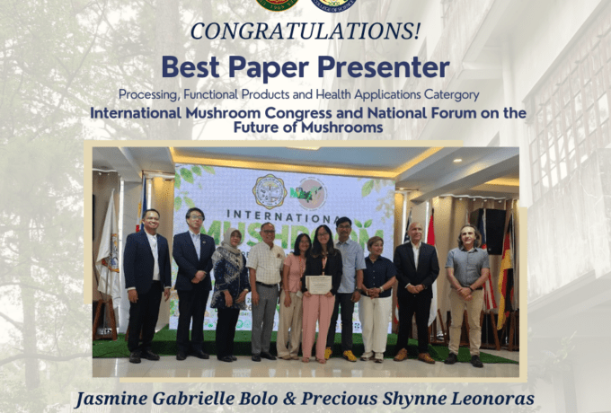 BS Biology students earns Best Paper Presenter award at the International Mushroom Congress and National Forum on the Future of Mushrooms held on May 28-29, 2026