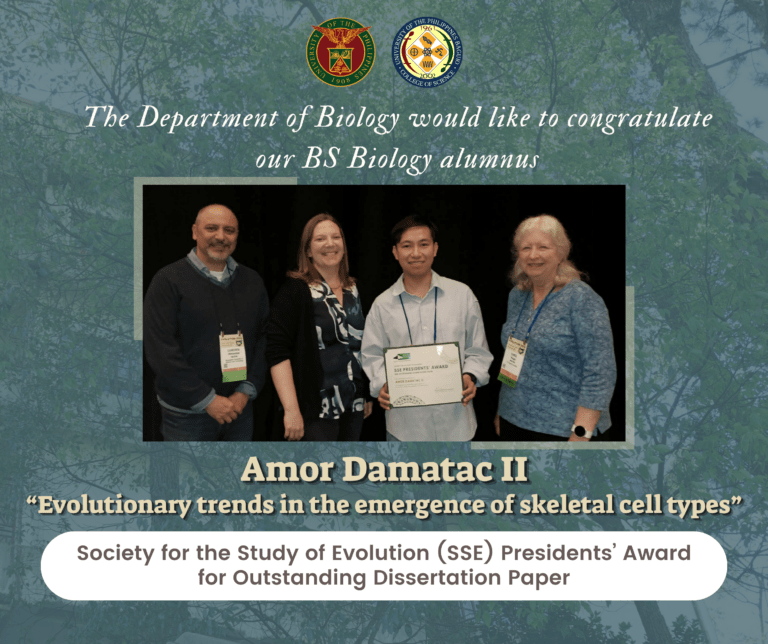 BS Biology Alumnus Wins Society for the Study of Evolution (SSE) Presidents’ Award for Outstanding Dissertation Paper