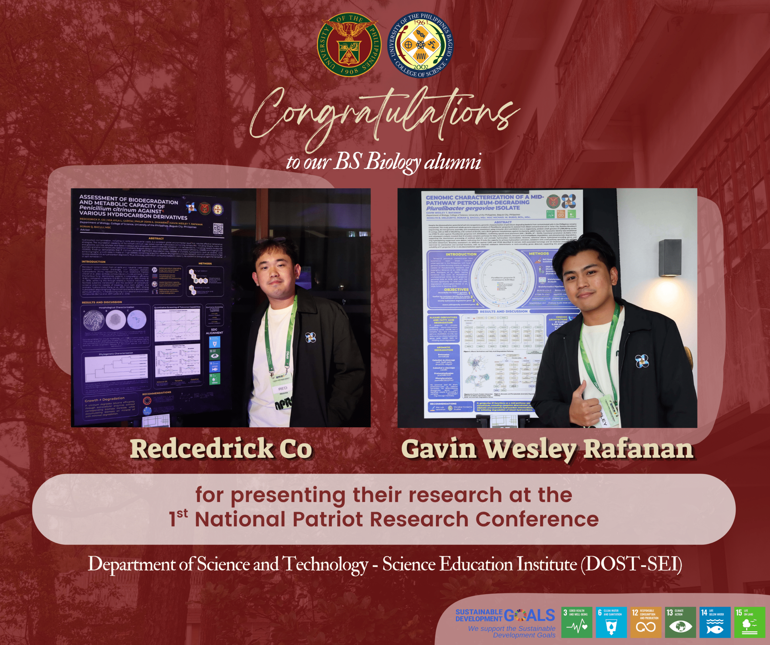 BS Biology Alumni Present Research at 1st National Patriot Research Conference