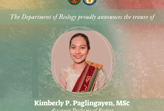 The Department of Biology Announces the Tenure of Asst. Prof. Kimberly Paglingayen