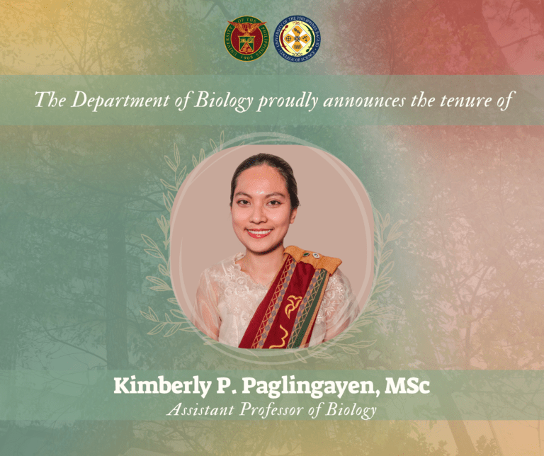 The Department of Biology Announces the Tenure of Asst. Prof. Kimberly Paglingayen