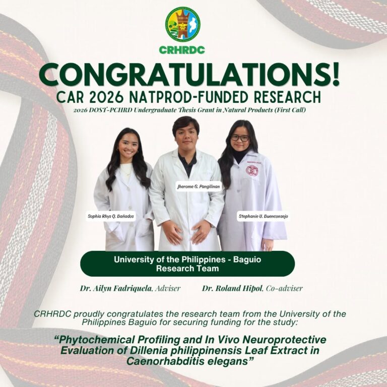 Thesis Students Secure Funding from the 2026 DOST-PCHRD Undergraduate Thesis Grant in Natural Products (First Call)